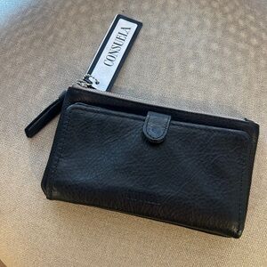Consuela Slim “EVIE” Black Leather Wallet with Front Snap